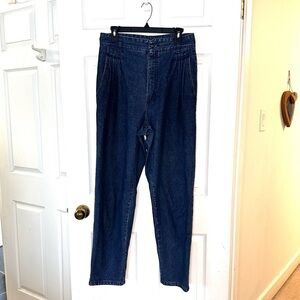 Vintage Blue Zone Barrel Leg Baggy Pleated Mid Rise Jeans Size 34